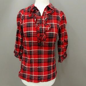 H&M Red Plaid Top Size 4